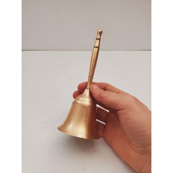 Vintage Brass Hand Bell - Handheld Solid Brass Bell with Charming Tone - Home - Picture 2 of 10